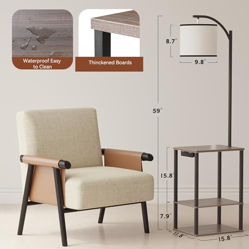 SUNMORY Floor Lamp with Table Shelves, End Side Table for Living Room - Image 3