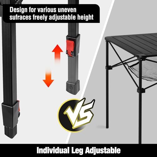 VILLEY Folding Camping Square Table, Portable Aluminum Table, Small - Image 5