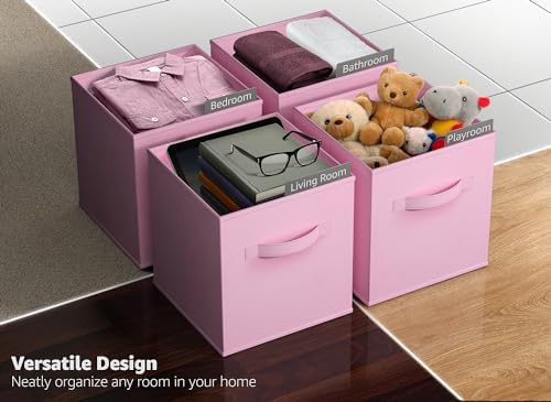 Sorbus Fabric Storage Cubes, 6-Pack Foldable Bins (13 Inch, Pastel Pink) - Image 5