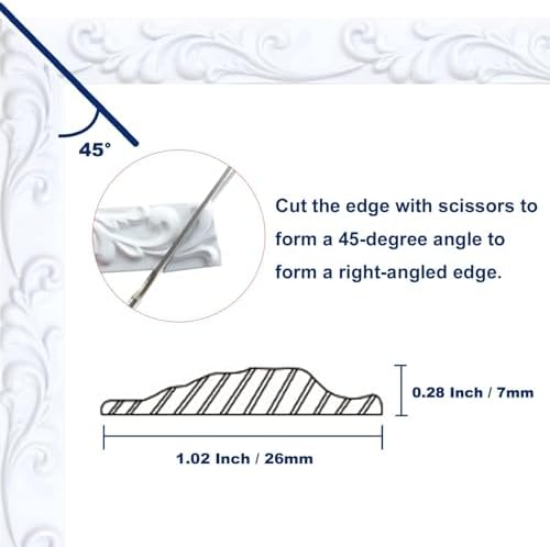 Duzzy Molding Trim Wall Trim, 16.4 Feet Self-Adhesive Flexible DIY Peel and Stick Crown Molding Ceiling Molding Suitable for Mirror Edge, TV Background Wall, Home Wall Decor (White) - Image 2