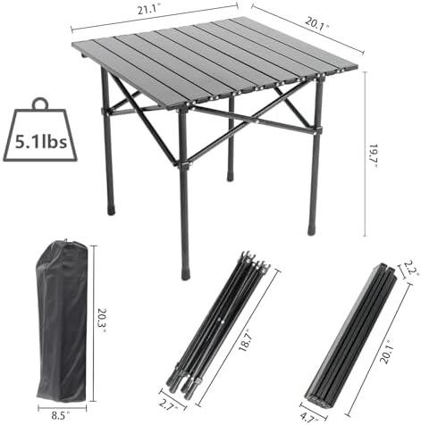Wind Tour Portable Camping Table Folding Side Table Aluminum Lightweight Table with Carry Bag for Outdoor Cooking Hiking Picnics BBQ Travel (Black) - Image 2