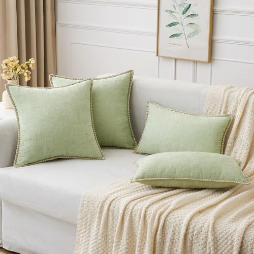 MIULEE Decorative Couch Throw Pillow Covers 18x18 Inch Light Green 2 Pack - Image 5