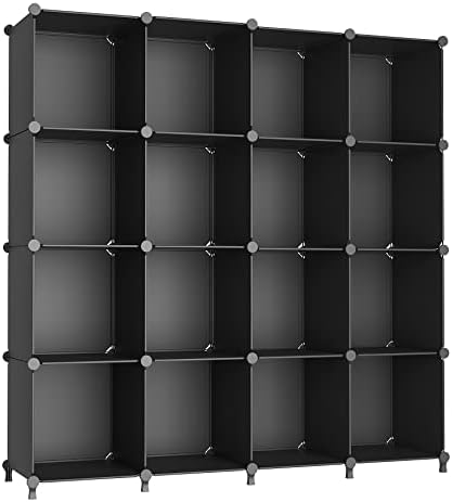 AWTATOS Cube Storage Organizer, 16 Cube Closet Organizer, Black by AWTATOS