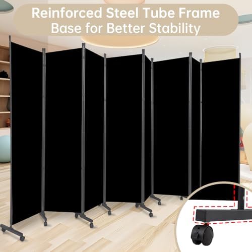 Room Divider Large 8 Panel Privacy Screen,Portable Room Partition on Wheels - Image 4