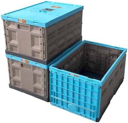 Heavy Duty Collapsible Storage Bins with Attached Lids, 12 Gal, 3 Pack by Smallemon