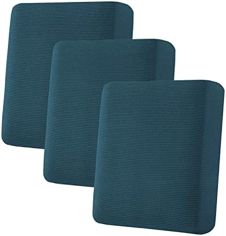 H.VERSAILTEX Super Stretch Individual Seat Sofa Covers Couch cushion covers Slipcover Sets Thick Jacquard Textured Twill Fabric (3 Piece Sofa cushion covers, Deep Teal) by HVERSAILTEX