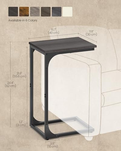 VASAGLE C-Shaped End Table, Small Sofa Side Table with Metal Frame - Image 3