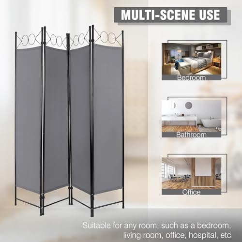 FDW 4-Panel Folding Room Divider | 6ft, Grey | Light & Portable - Image 6