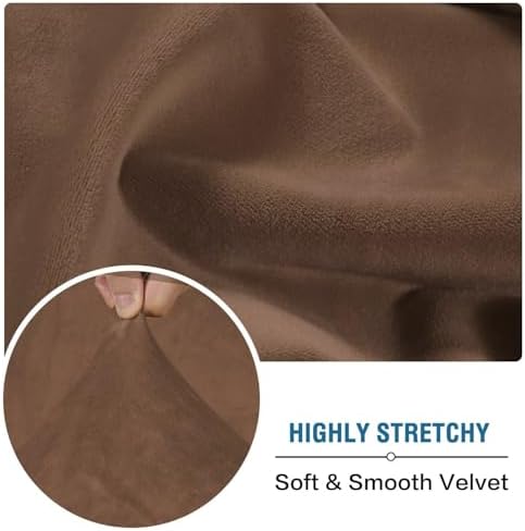 H.VERSAILTEX Velvet Stretch Individual Couch Cushion Cover Plush Cushion Slipcover for Loveseat Sofa Cushion Furniture Protector Seat Cushion Sofa Cover (1 Piece Sofa Cushion Cover, Caramel Cafe) - Image 5