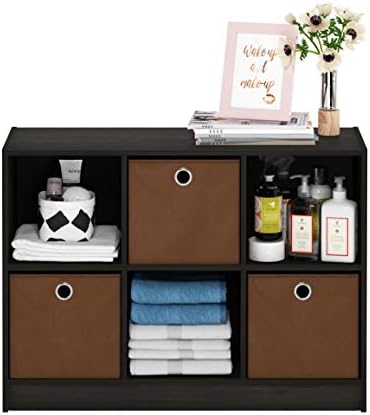 Furinno Basic 6-Cube Book Shelf with Open Shelf, 3 x 2, Espresso - Image 5