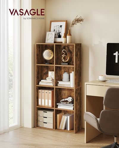 VASAGLE Bookshelf, 8 Cubes Storage Organizer, 25.7 x 9.4 x 51 Inches - Image 2