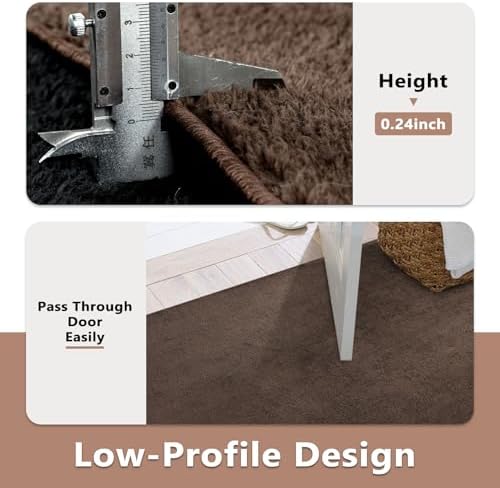 5x7 Pure Brown Area Rug Non-Slip Washable Soft Thin for Living Room Bedroom - Image 6
