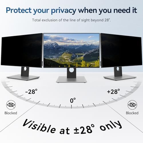 [2-Pack] 24 Inch Magnetic Computer Privacy Screen Filter for 16:9 Widescreen Monitor, Removable Eye Protection Anti Glare Blue Light Filter Privacy Shield, Anti Spy Screen Protector Film 24 in - Image 2