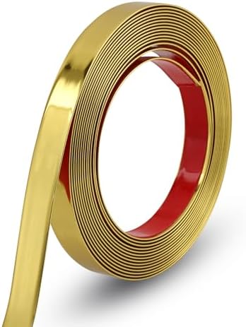 Gaahing 196.8" x 1" Shiny Gold Molding & Wall Trim, Flexible Peel and Stick Decorative Strip for Tile, Mirror, Ceiling, Floor, Panel, Cabinet by Getallthemoldingtrimsyoulike