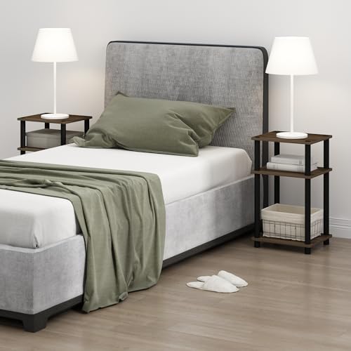 Furinno JUST Toolless 3-Tier Night Stand, Open Storage, Columbia Walnut - Image 3