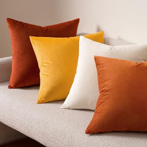 MIULEE Velvet Throw Pillow Covers 18x18 Inch Pack of 2 Gold - Image 4