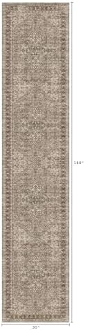Washable 2'6x12 Entryway Runner Rugs, Vintage Non-Slip Low Pile Rugs Brown - Image 2