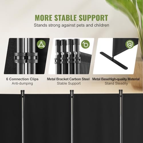VEVOR Room Divider, 4 Panel Room Dividers and Folding Privacy Screens, Fabric Partition Room Dividers for Office, Bedroom, Dining Room, Study, Freestanding, Black - Image 3