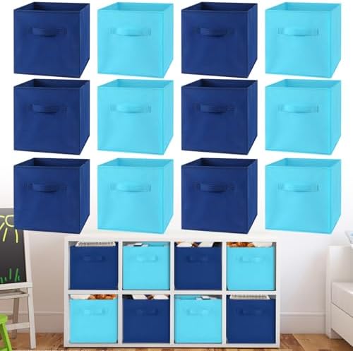 Yinder 12 Pcs Cube Storage Bin Blue 10.5''x10.5''x11'' Storage Cubes by Yinder