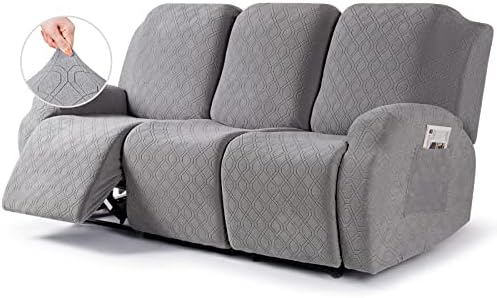 VANSOFY Stretch Recliner Couch Cover, Slipcover, Light Gray, 3 Seater by VANSOFYFURNITURECOVERS