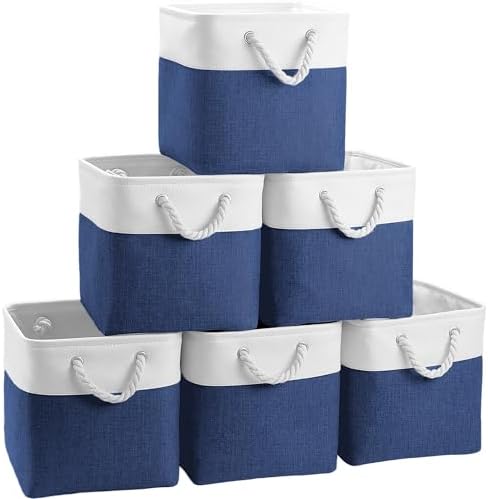 FinishingBo 11 inch Cube Storage Bin with Handles 6 Pack by SimplifySpaceSimplifyLife