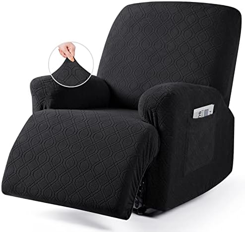 VANSOFY Oversized Stretch Recliner Chair Cover, Black, 1 Seater by VANSOFYFURNITURECOVERS