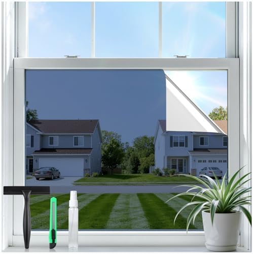 rabbitgoo Window Tint for Home with Tools, Blue Silver, 17.5" x 78.7" by rabbitgoo