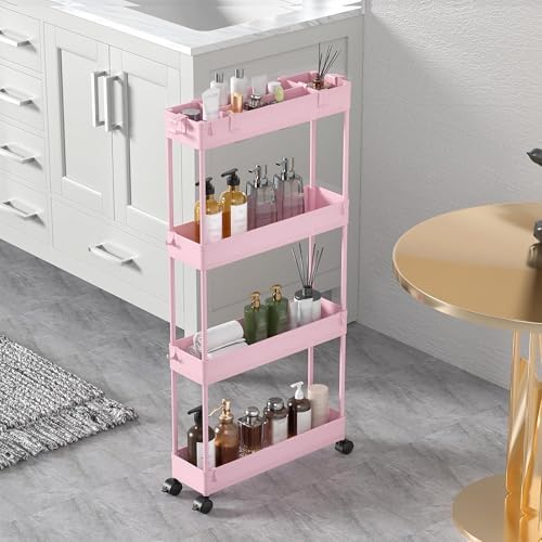 SPACELEAD 2-piece Set Slim Storage Cart 3 Tier,Bathroom Organizer Rolling Utility,Mobile Shelving Unit Slide Out for Office, Kitchen, Laundry Room & Narrow Places - Image 4