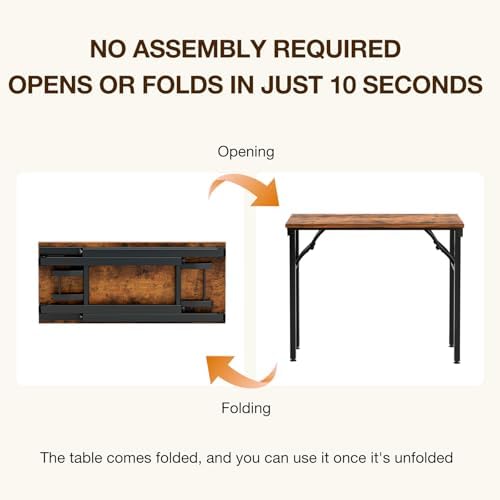 TEMI Small Computer Desk Folding Table - 35.8" Foldable Office Desk, No Assembly, Perfect for Small Spaces in Bedroom, Dorm, or Apartment, Study Table with Compact Design, Brown - Image 4