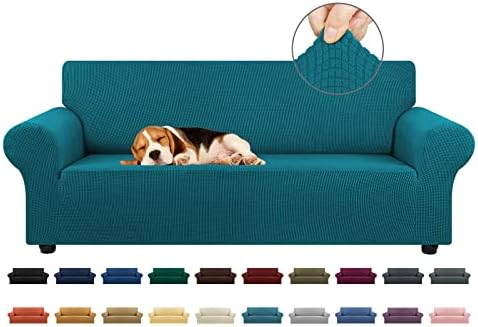 KEKUOU Stretch Couch Covers for Sofa, 3 Cushion Couch Slipcover,Peacock Blue by KEKUOU