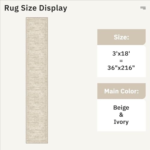 Soalmost Washable 3x18 Hallway Runner Rug Non-Slip Kitchen Entry Rugs Beige - Image 5