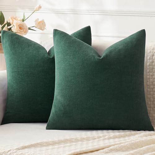 MIULEE Dark Green Chenille Couch Throw Pillow Covers, 20x20 by MIULEE