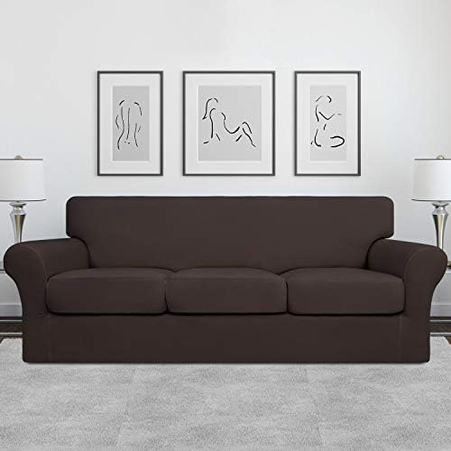 Easy-Going 4 Pieces Stretch Sofa Cover for 3 Cushion Couch Washable - Image 2