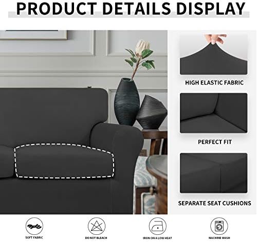Easy-Going 3 Pieces Stretch Loveseat Couch Cover for 2 Cushion Washable - Image 4