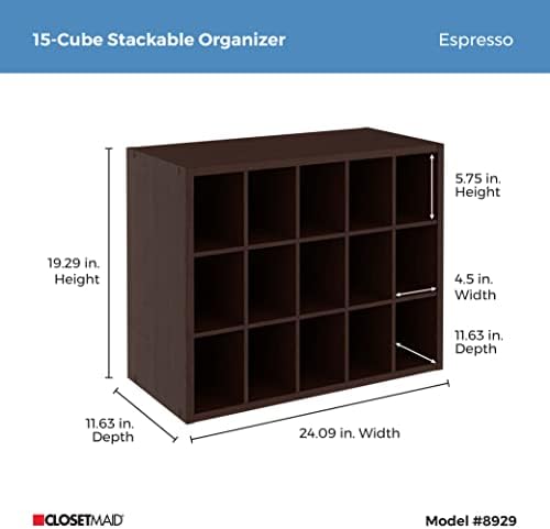 ClosetMaid 15 Cube Stackable Storage Organizer for Shoes, Bags, Crafts, Hobbies with Wood Shelves, for Closet, Entryway or Mudroom, Espresso - Image 5