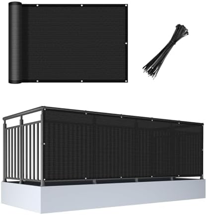 Balcony Privacy Screen Fence UV Protection, Customized 3'x18' Black by CoolArea