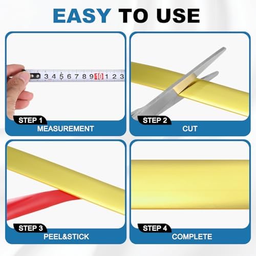 uxcell Gold Peel and Stick Molding Trim, 0.4 Inch x 39.4 ft Self-Adhesive Mirror Tape, Flexible PVC Border Strip for Wall Decoration Tile Edge Ceiling Floor Frame Furniture Decoration - Image 5