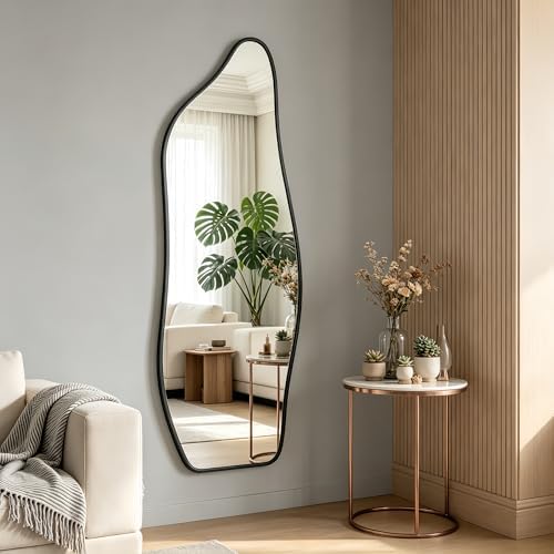 48"x16" Full Length Door Mirror, Dolphin Hanging Mirror, Black - Image 7