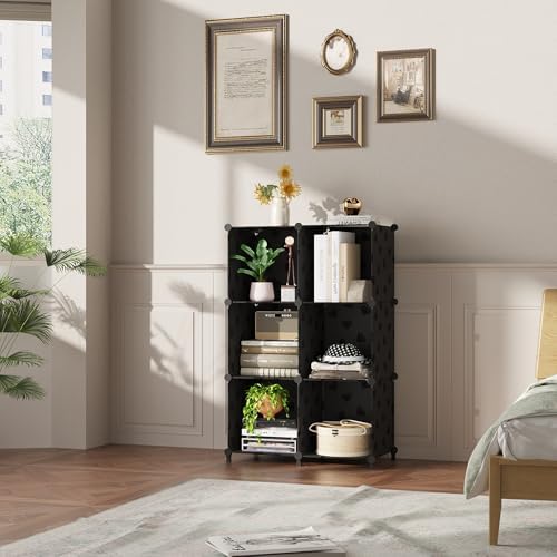 UNKU 6 Cube Storage Organizer, Closet Organizer Storage Shelves, Black - Image 2