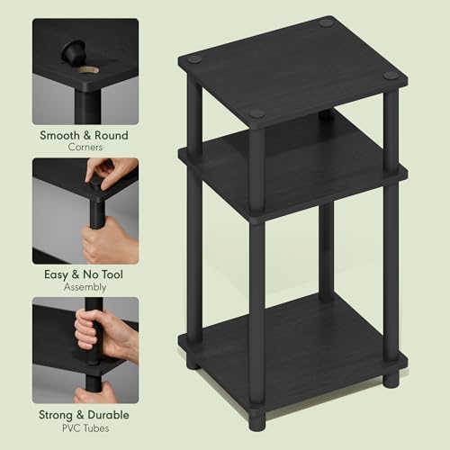 Furinno Turn-N-Tube 3-Tier Toolless Side Table, Compact, Dark Americano - Image 5