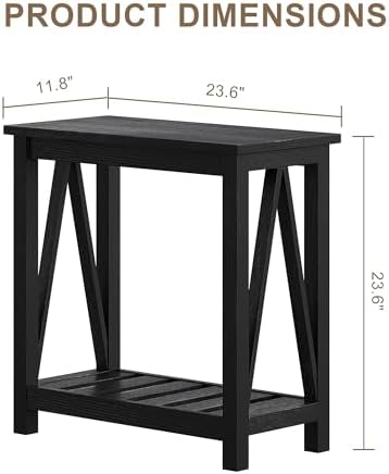 ChooChoo Farmhouse End Table, Narrow Side Table with Shelf - Image 3