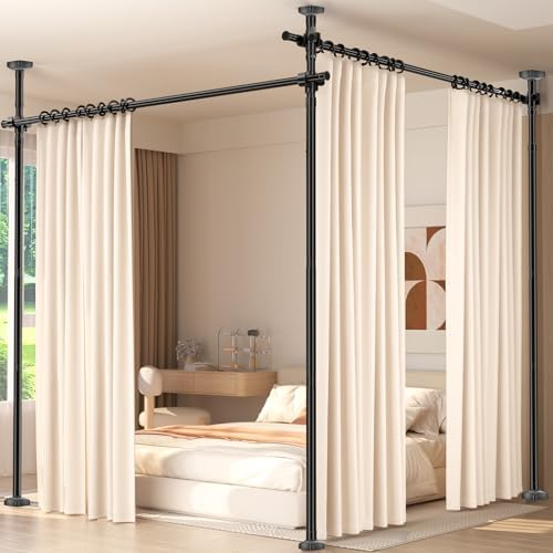 Room Divider for Room Separation, 4-10ft(H) 28-140inch(W), Black by homefurnishing