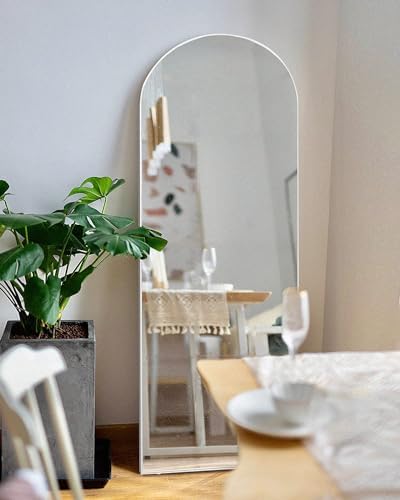 65''x22'' Arched Full Length Mirror with Stand, Full Body Mirror Full Length Floor Freestanding, Wall Mounted Mirrors for Bedroom Living Room Cloakroom (White) - Image 7