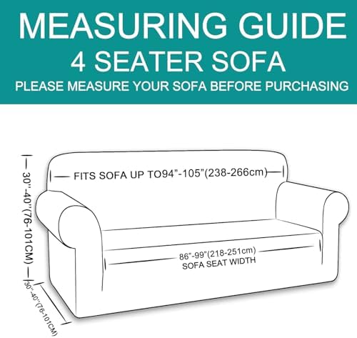 U-NICE HOME 4 Seater Stretch Couch Cover for 3 Cushion Sofa, Chocolate - Image 6