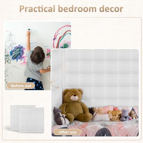 Nuanchu 40 Pcs 13.8 x 13.8 Inch Ceiling Tiles Peel and Stick, Fresh | Foam White 3D Wall Panels 26-105.5 Sq. ft Adhesive Glue up Waterproof Wallpaper for DIY Office Home - Image 4