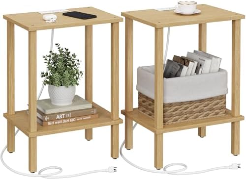 TUTOTAK End Table with Charging Station, Side Table Set of 2, Nightstand by ChoosetutotakFurnitureBuildYourCozyHome