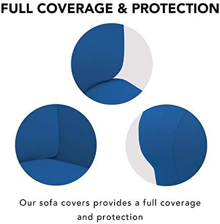 PureFit Stretch Chair Covers Fleece Couch Covers for Sofa Classic Blue - Image 3
