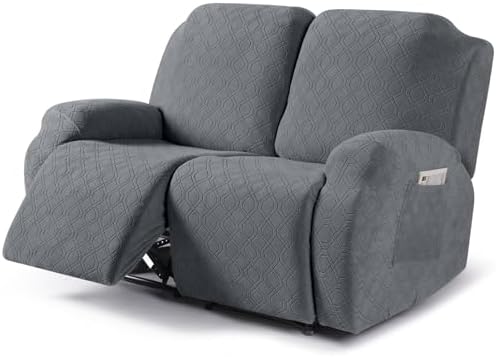 VANSOFY Oversized Stretch Recliner Loveseat Cover, Dark Gray, 2 Seater by VANSOFYFURNITURECOVERS