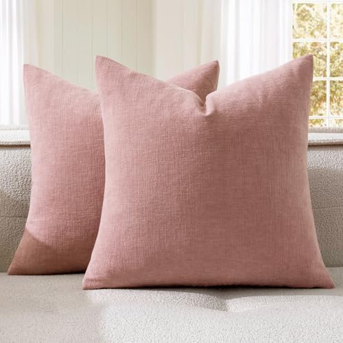 MIULEE Blush Pink Chenille Couch Throw Pillow Covers, 20x20 by MIULEE