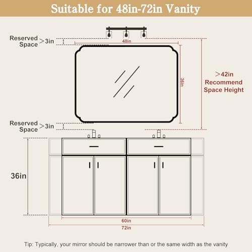 WallBeyond 36" x 48" Wood Bathroom Mirror for Wall Mounted, Rustic Rounded Corner Wood Frame Wall Mirror for Entryway, Living Room or Bedroom Home Decorative, Natural - Image 6